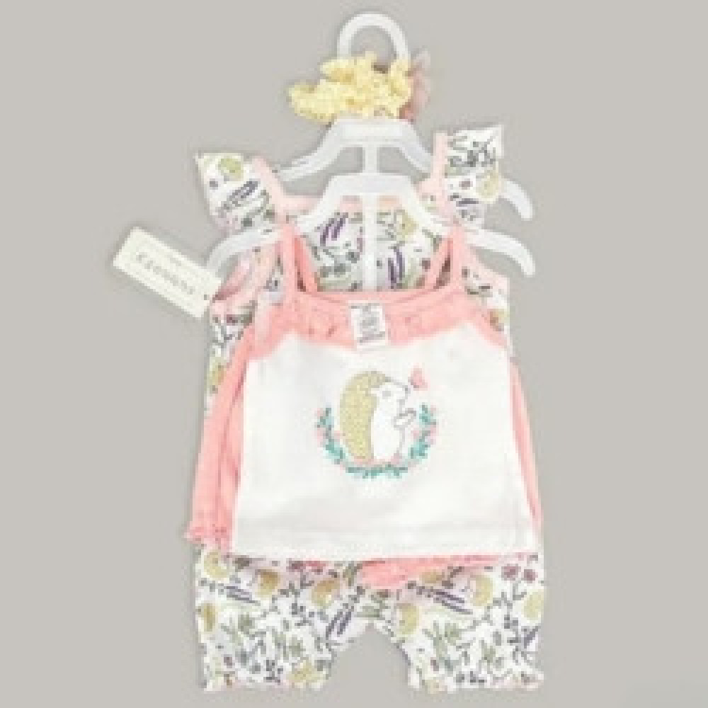 Sunnozy 4Pc Cotton Summer Baby Set (1x Bodysuit, 1x Vest, 1x Short, 1x Headband)
